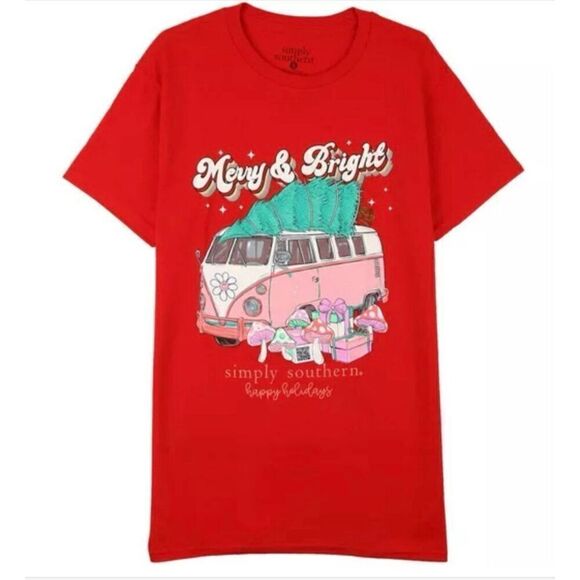 SIMPLY SOUTHERN SMALL “MERRY & BRIGHT” Short Sleeve Tshirt - Picture 6 of 7